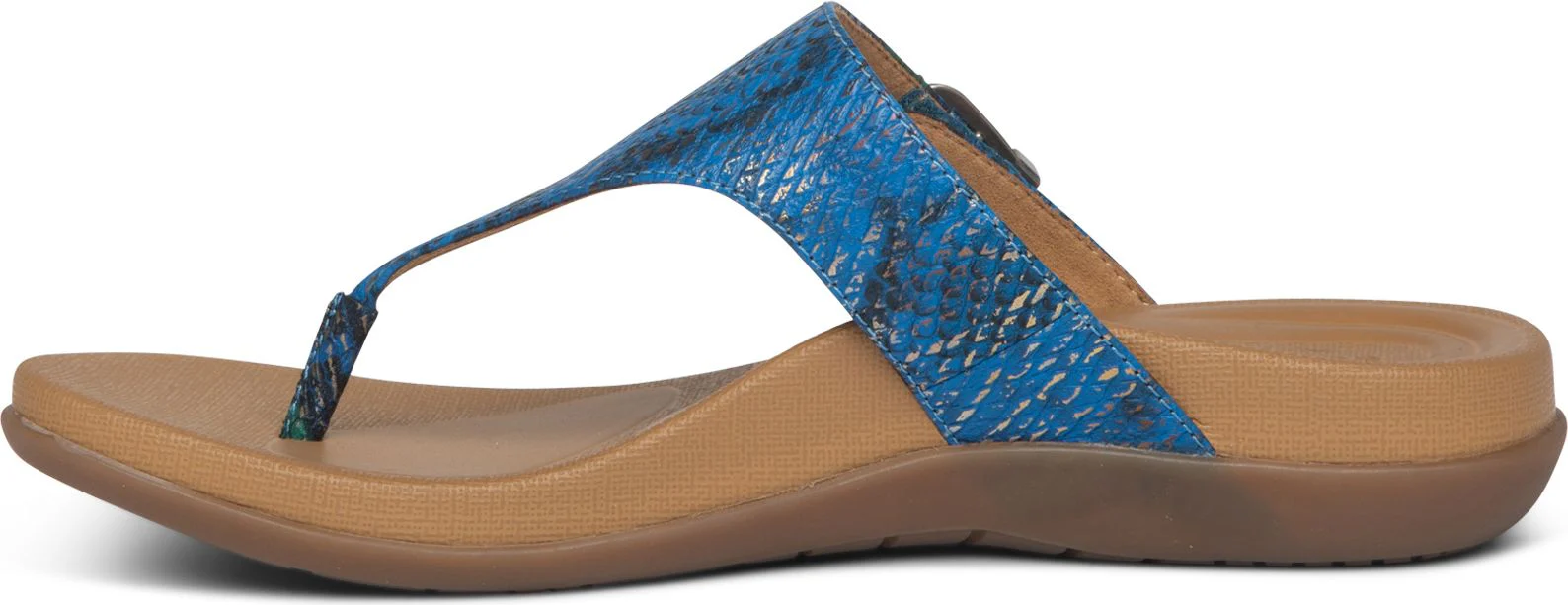 Rita Adjustable Thong Sandal Blue Snake - Image 2