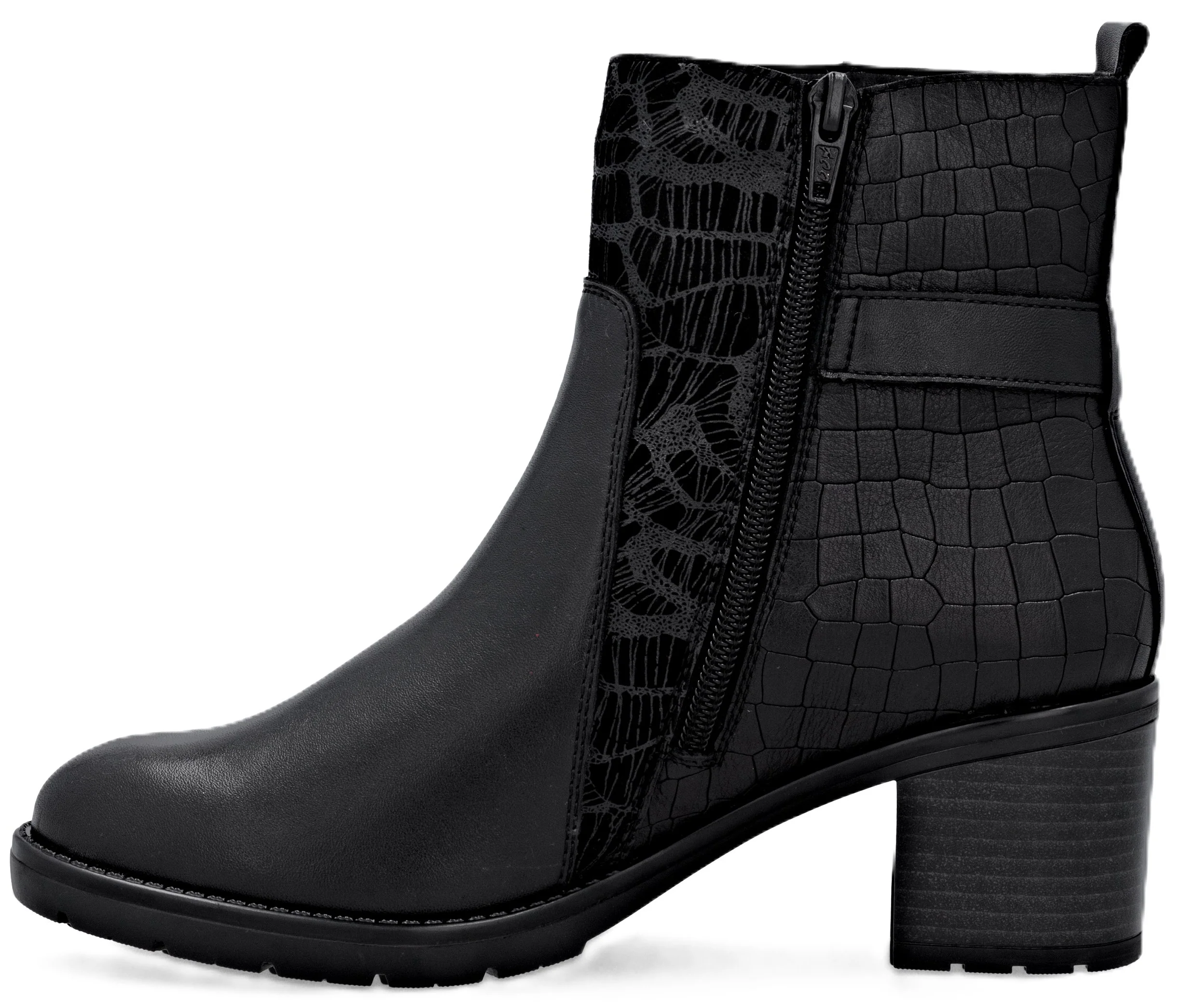 Black Heeled Side Zip Boot - Image 2