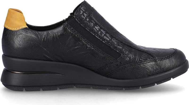 Black Side Zip Wedge Shoe - Image 2