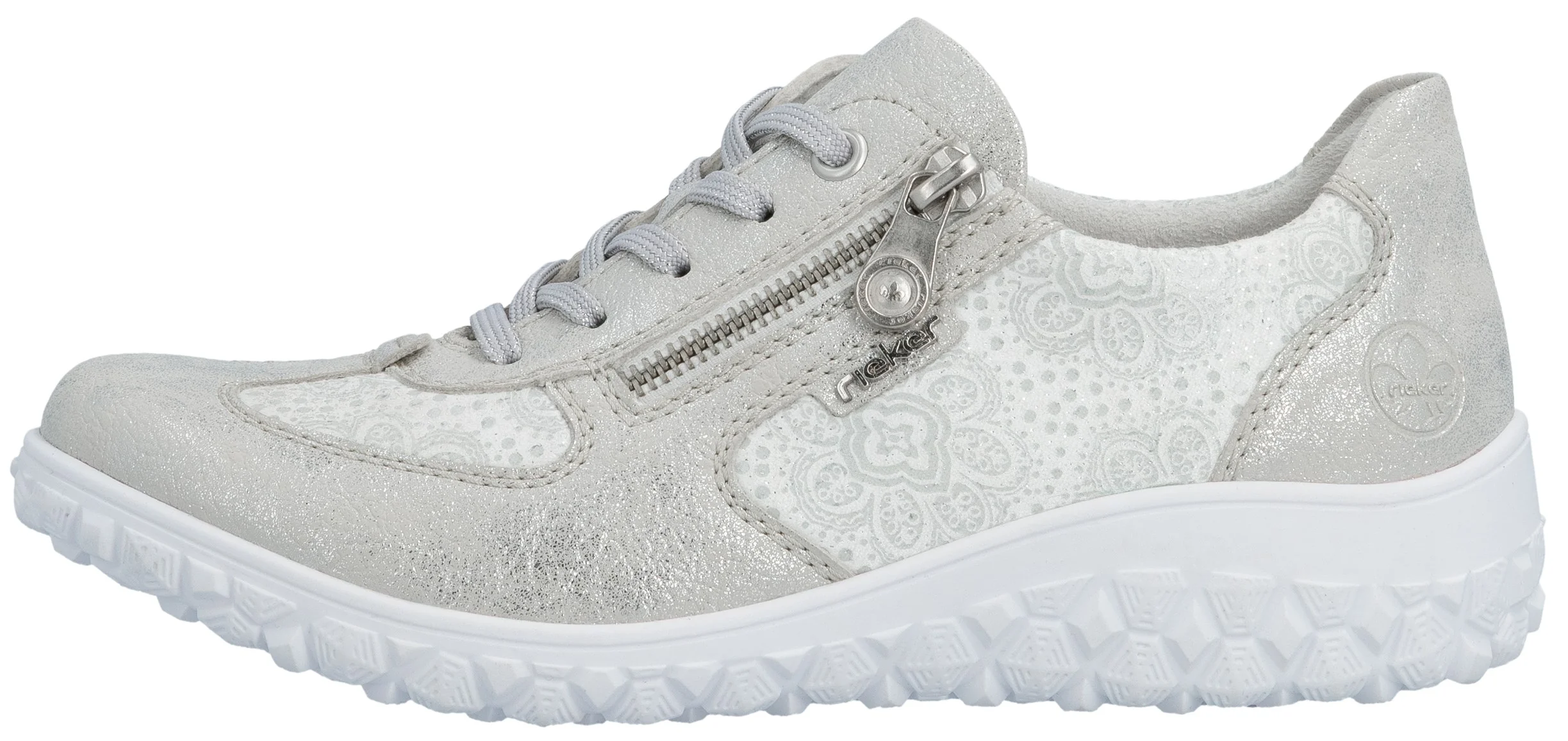 Silver/White Lace Up W Side Zip - Image 2
