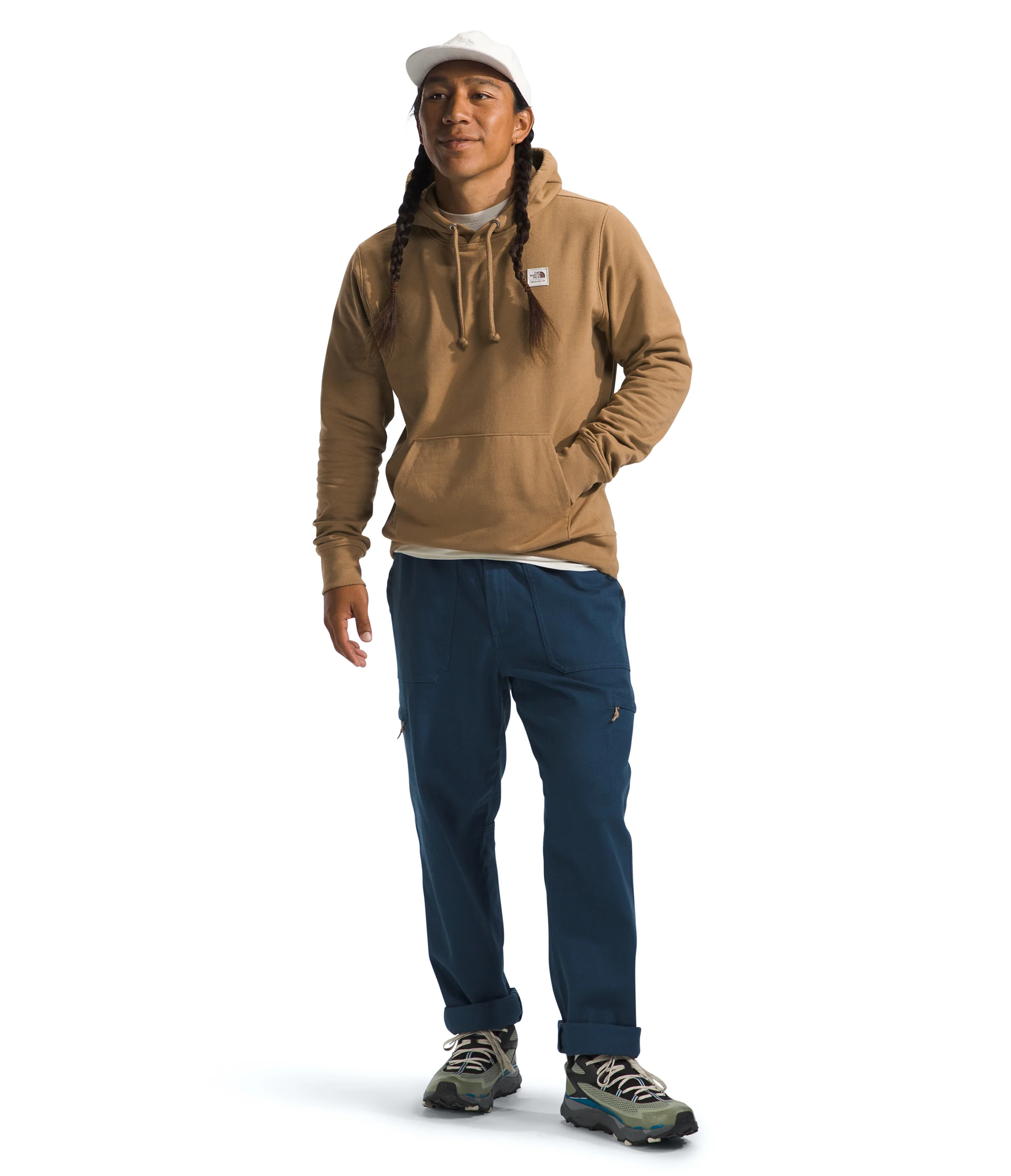 Men's Heritage Patch Pullover Hoodie Utility Brown TNF White - Image 2