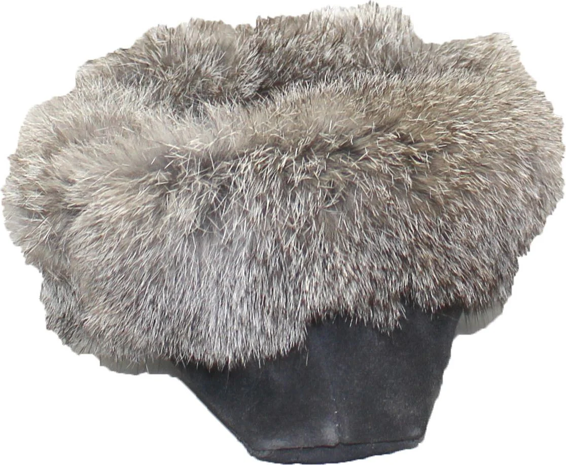 Beaded Mocc With Fur Trim Charcoal - Image 4