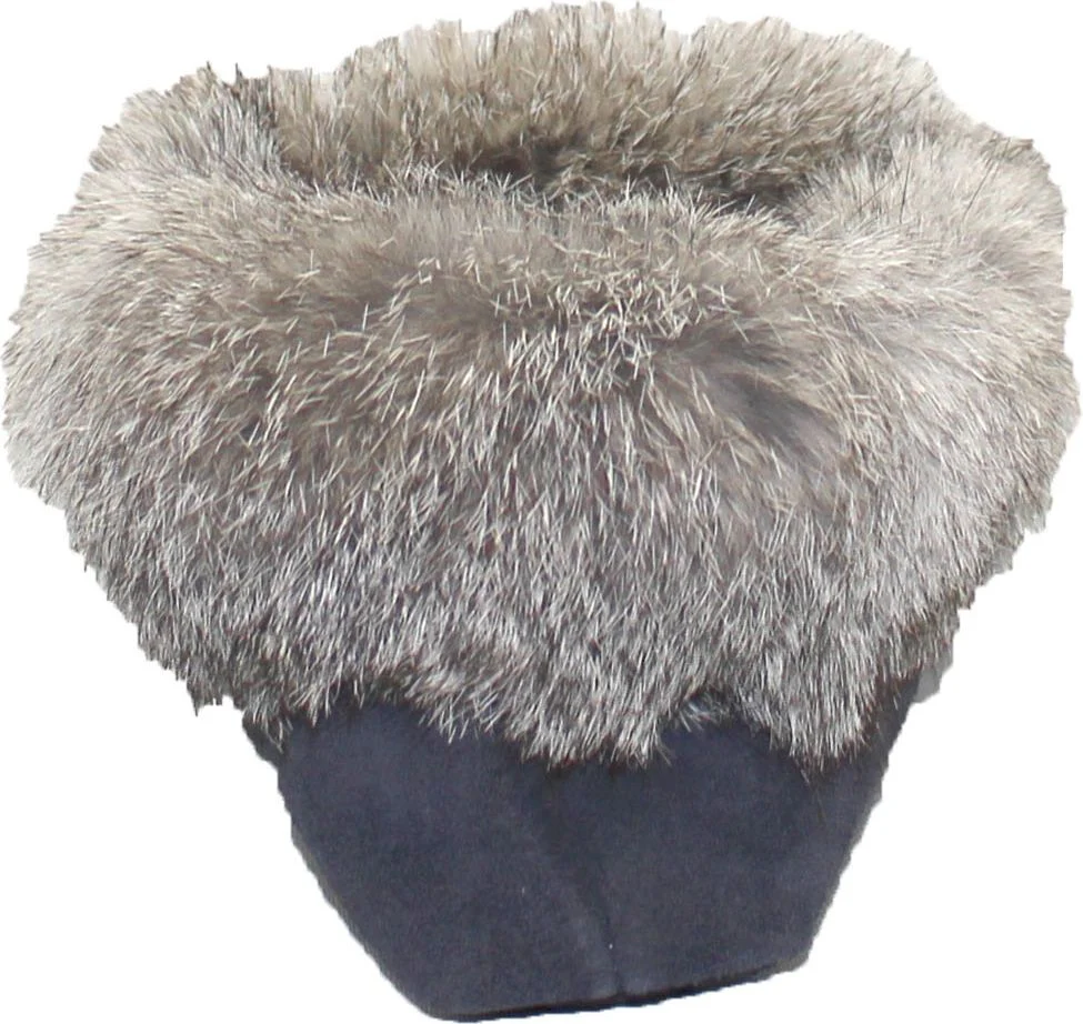 Beaded Mocc With Fur Trim Navy - Image 4