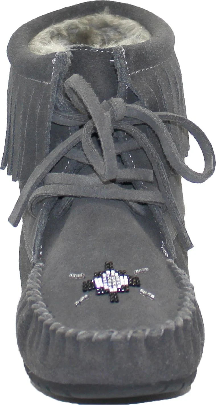 Short Laceup Charcoal Suede Boot - Image 3