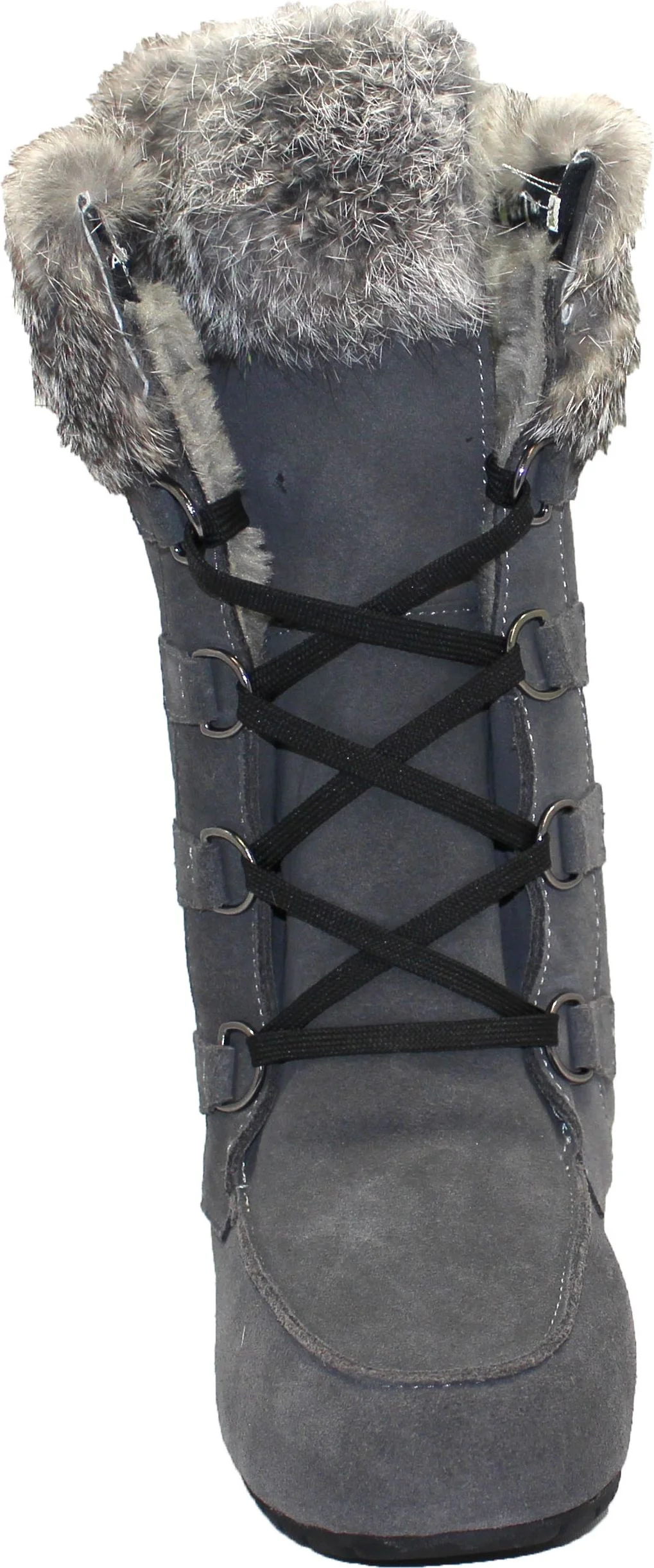 Tall Laceup Charcoal Suede Boot - Image 3